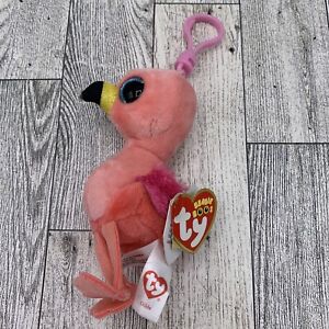 Ty Beanie Boo Gilda Flamingo Backpack Clip Keychain Plush Stuffed Animal Toy 5"