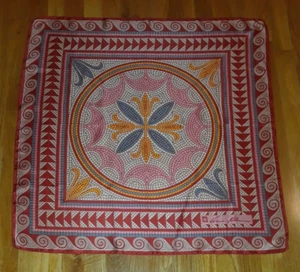 Vintage Anne Klein Raspberry Pink Blue Yellow Mosaic 100% Silk Square Scarf 28" - Picture 1 of 2
