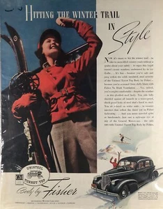1938 Vintage Chevrolet Ad - Hitting the Winter Trail in Style - Picture 1 of 2
