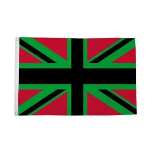 5ft x 3ft 150 x 90cm 5' 3' Pan African Britain Union Jack Green & Red Flag - Picture 1 of 1