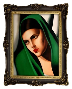 The Green Veil art De Lempicka Deko Bild 50x40 Mit Antik Rahmen A5LT10 - Bild 1 von 3