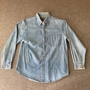 Cherokee Denim Button Down Shirt Mens Medium M Blue Long Sleeve Faded - Picture 1 of 8