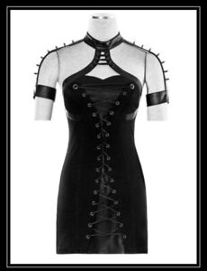 Blitzkrieg Dress - Punk Rave Kleid S 36 Nieten Kunst-Leder Gothic Cyber Punkrave
