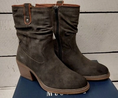 Ladies Mustang 1479-501-20 Dark Grey 7cm heel Zip Up Ankle Boots - Image 1 of 4
