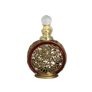 Perfume Bottle Goldtone Encased Glass  - Picture 1 of 5