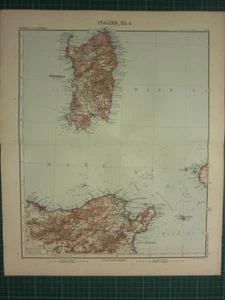 1907 DATED MAP ~ SARDINIA ITALY ~ NORTH AFRICA TUNISIA PANTELLERIA - Picture 1 of 6