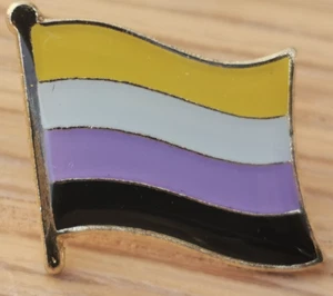 NON BINARY Flag Metal Lapel Pin Badge LGBTQ+ Trans Diversity Pride Equality - Picture 1 of 1