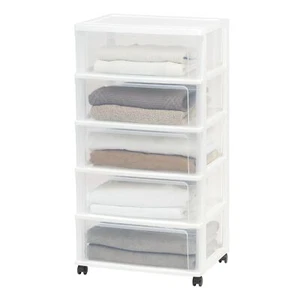 IRIS USA Plastic Drawer Storage Organizer Rolling Cart, 5-Drawers, White - Picture 1 of 8