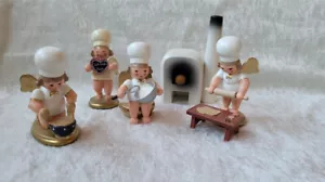 Seiffener Nussknackerhaus (Ulbricht) 4 Bäckerengel mit Backofen und Backtisch - Bild 1 von 6