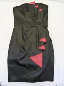 White House/Black Market Color Block Hot Pink/Black Art Deco Cocktail Dress~0~XS - Foto 1 di 11