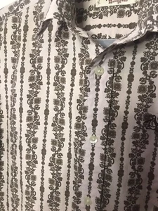 Penguin By Munsingwear Shirt Size M Blush Pink Brown Floral Vertical Stripe - Picture 1 of 5