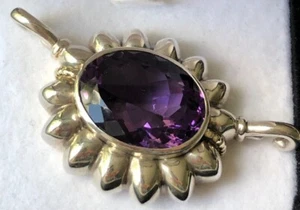 Lagos Caviar 925 Sterling Silver 18K Gold with Amethyst Enhancer Pendant - Picture 1 of 6