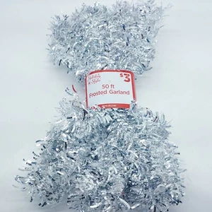 Holiday Style Christmas Frosted Garland Tinsel 50 ft - Silver - Picture 1 of 5