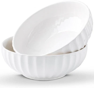 White Serving Bowls For Entertaining (7.8 inch) - Medium Sized Salad Bowls, C... - Image 1 of 4