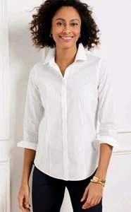 Talbots NWT Non-Iron Perfect Button Down White Classic Preppy Shirt Size 2 - Picture 1 of 8