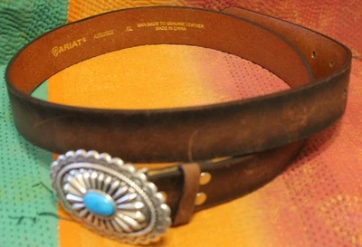 Cinturón de cuero marrón para mujer ARIAT con hebilla ovalada plateada talla XL modelo A1512002 Foto 1 de 4