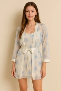 Set! Conjunto de bata floral vintage Valerie Stevens y lencería - talla M - Imagen 1 de 12