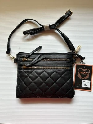 DIOPHY black faux leather crossbody purse zip close with wallet - Image 1 of 4