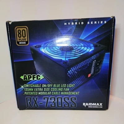 Raidmax Hybrid Series 730W Power Supply RX-730SS Blue LED Fan NIB - Image 1 of 4