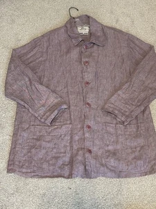 VTG FLAX by Jeanne Englehart LINEN Shacket Jacket top Purple Speckled Lagenlook - Picture 1 of 14