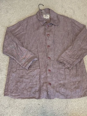 VTG FLAX by Jeanne Englehart LINEN Shacket Jacket top Purple Speckled Lagenlook - Image 1 of 4