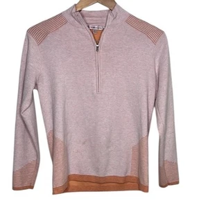 Maglione donna Peter Millar rosa arancione 1/4 zip taglia M BLEMISH - Foto 1 di 5