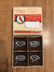 Vtg 1964 St Louis Cardinals Promotional Glass Tray Ashtray Set Extremely RARE - Picture 1 of 4