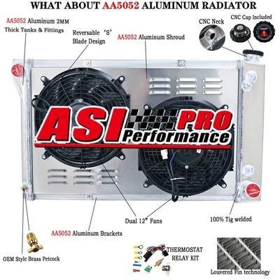 4 ROW RADIATOR+SHROUD FAN FOR 67-72 CHEVY C10 C20,C30 K10 K20 Blazer Pickup 5.7L - Image 1 of 4