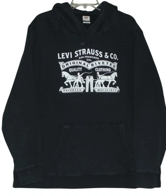 Levi Strauss Hoodie Mens Size XL Pullover Black White Levis sweatshirt - Image 1 of 4