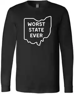 Worst State Ever Ohio Sucks Michigan Sports Fan T-Shirt - Picture 1 of 3