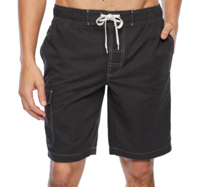 Men's Small, CARGO SWIM TRUNK Dark Charcoal Microfiber Lined Swimwear (#sh5a) - Image 1 of 3