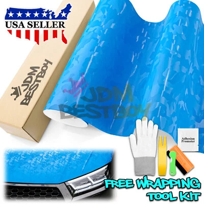 Camuflaje Sombra Azul Cielo Patrón Camuflaje Coche Vinilo Envoltura Calcomanía Adhesivo Hoja Película Foto 1 de 4