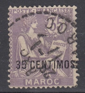 TIMBRE MAROC TYPE MOUCHON 35c VIOLET SURCHARGE N° 24 AVEC CACHET TIRETE - Imagen 1 de 2