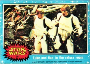 1977 Topps Star Wars Series 1 Blue Border #38 Luke and Han in the refuse room - Picture 1 of 2