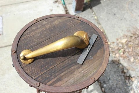 SOLID Brass Vintage Style Front Door HANDLE w/Thumb Lever (could be removed) Cover
