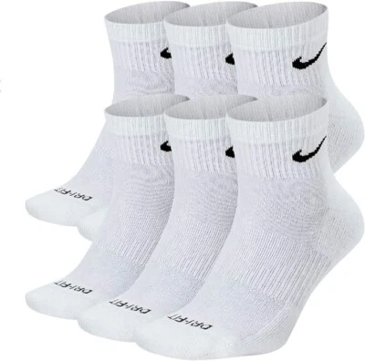 Nike Everyday Cushioned Drifit Unisex Ankle Socks, Size MEDIUM - White - 6 pairs - Image 1 of 2