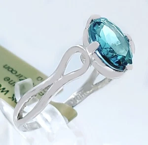 GENUINE 3.58 Cts BLUE ZIRCON RING 10k WHITE GOLD - Free Appraisal Service - NWT - Picture 1 of 12