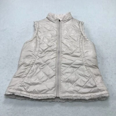 Chaleco acolchado Nicole Miller para mujer mediano reversible blanco roto piel sintética original Foto 1 de 4