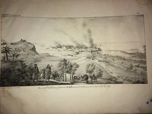 ALGÉRIE. ÉTABLISSEMENT FRANÇAIS DE LA CALLE INCENDIÉ et DÉTRUITLithographie 1830 - Picture 1 of 4