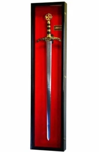 Sword Display Case LONG Saber Scabbard Samurai Black Wood Cabinet Katana US Rack - Picture 1 of 12