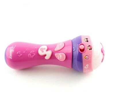 Microfone rosa Disney botão liga/desliga botão músicas de aprendizagem acende vendedor dos EUA - Imagem 1 de 4