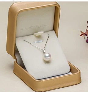 ENORME COLLAR COLGANTE DE PERLAS REDONDAS PERFECTAS BLANCAS GENUINAS MAR SUR NATURAL 9,5 MM - Imagen 1 de 5