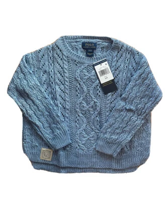 NWT POLO RALPH LAUREN GIRLS SWEATER  Blue And PINK 100% LINEN CROCHET STUNNING - Image 1 of 4