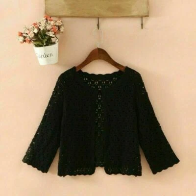 Damen Hohl Out Strickjacke Spitze Umhang Jacke Shrug Bolero Capelet Sommer - Bild 1 von 4