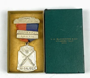 1939 IL State Rifle Association Service 30 Cal Rifle Rapid Fire Medal Ribbon Vintage - Bild 1 von 9