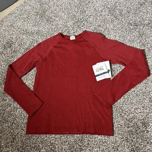 Athleta Girl Power Up Shimmer Sparkle Top Long Holiday Red Silver XXL 16- NWT - Picture 1 of 12
