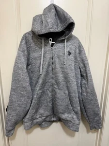 U.S. Polo Assn. Chaqueta con capucha con cremallera completa gris 3XL forro polar para hombre - Imagen 1 de 2