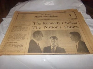 Vintage Herald Tribune Bobby Kennedy John Kennedy Assassination Yale Bowl 1963 - Picture 1 of 24