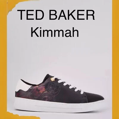 Ladies Girls Sneaker Summer Kimmah Ted Baker Black Floral Sz 3 Leather RRP £110 - Image 1 of 4
