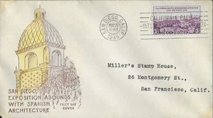 1934 FDC, #773, 3c California Pacific International Exposition, unlisted cachet - Bild 1 von 2